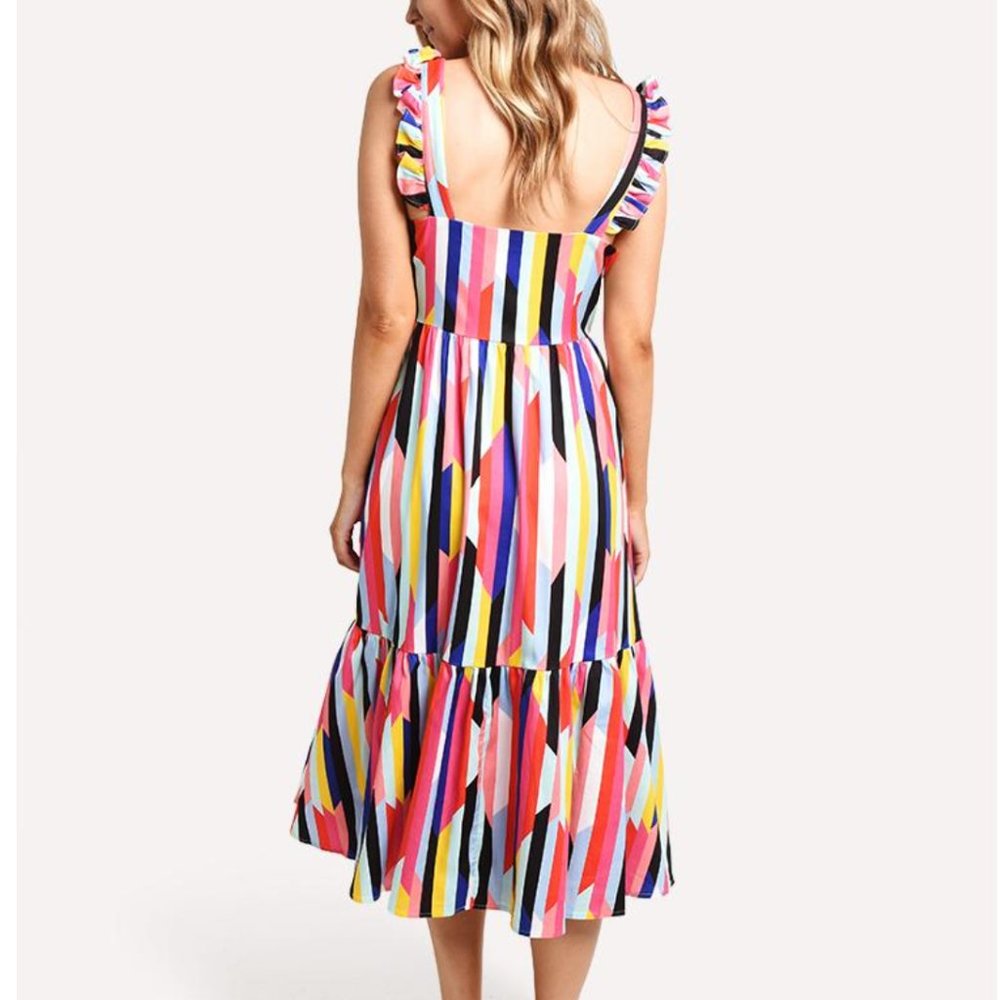 Crosy Becca Multicolor Ruffle Midi Dress - Picture 2 of 4